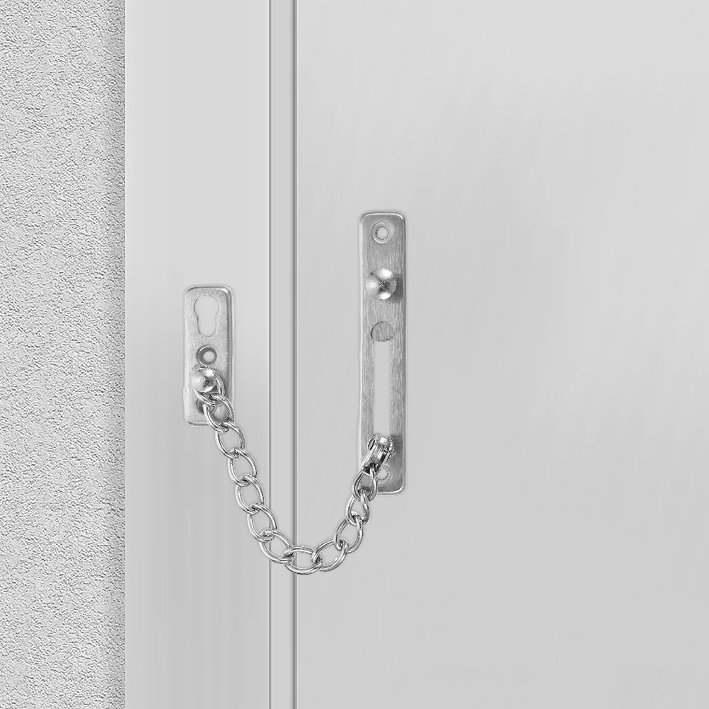 Security Chain Door - 2 ชิ้น โซ่ล็อคประตูสแตนเลส กลอนล็อคเพื่อความปลอดภัยแบบหนัก สำหรับประตูหน้าและหน้าต่าง ป้องกันการโจรกรรม