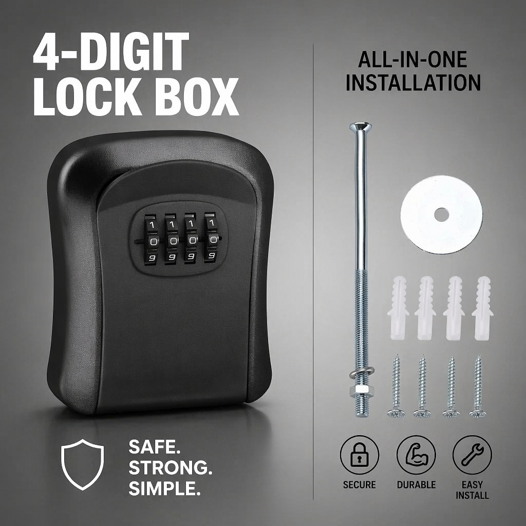 กล่องเก็บกุญแจกันน้ำแบบติดผนัง - Lockbox Key Secure บทวิจารณ์และราคา